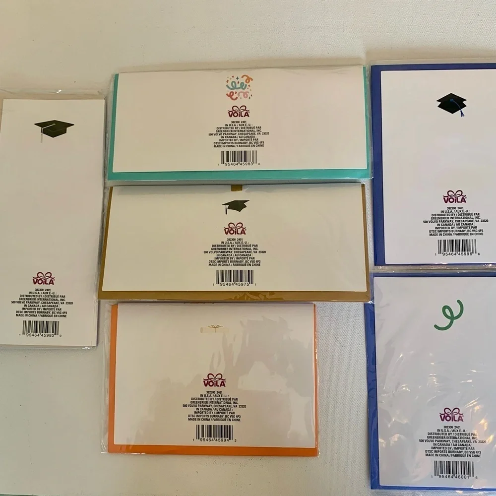 Graduation Cards Variety Pack Lot of 6 Colorful Greetings Cards With Envelopes